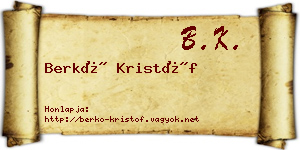 Berkó Kristóf névjegykártya