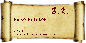 Berkó Kristóf névjegykártya